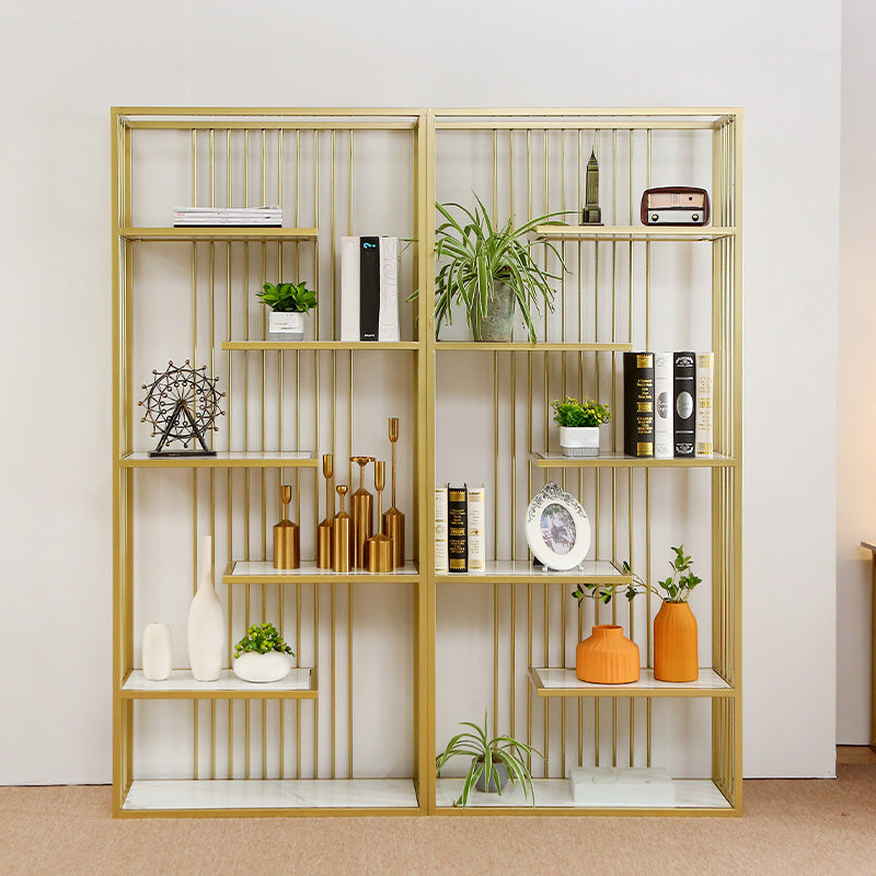 Light Luxury Standard Shelf Bookcase Metal 6-Tier Open Back Shelf