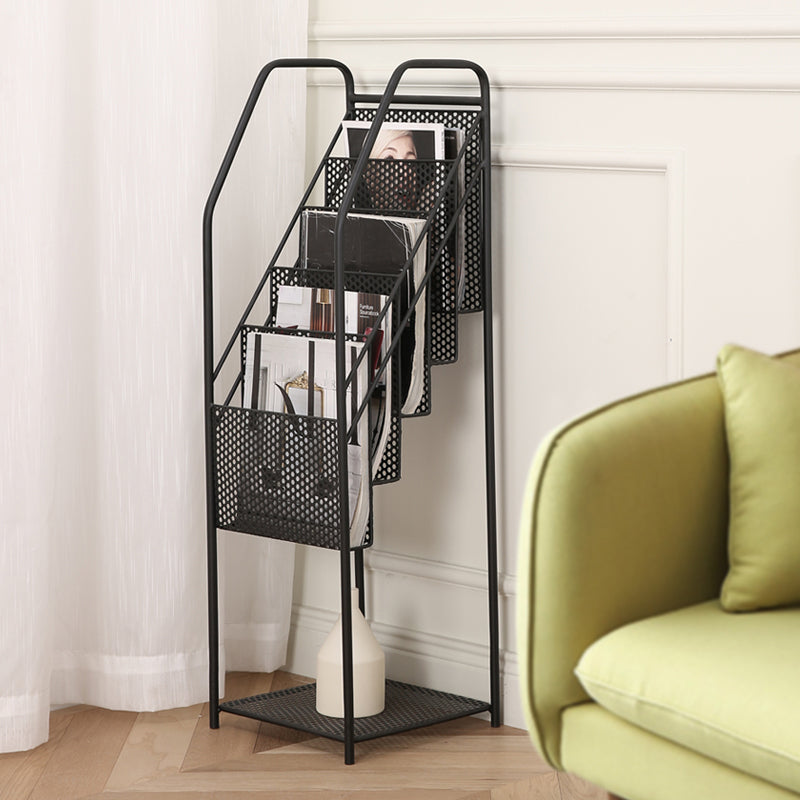 5 Tiers Shelf Bookcase 38" H x 12" W Metal Book Shelf Closed Back
