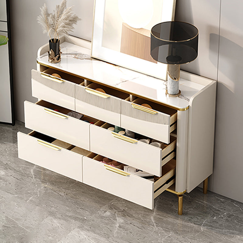 Glam Wooden Storage Chest Bedroom Chest in White with Drawers