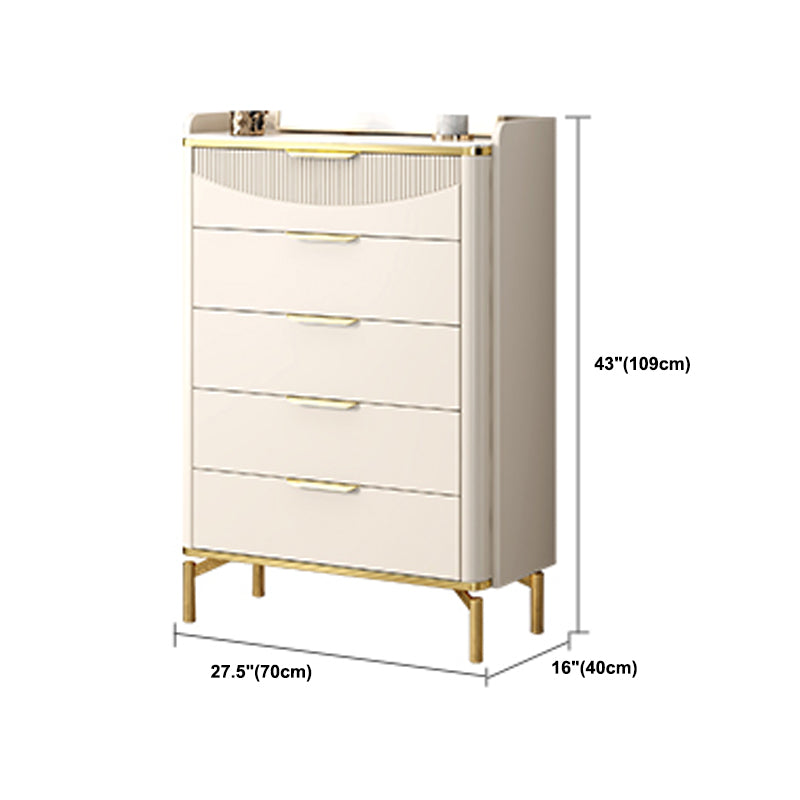 Glam Wooden Storage Chest Bedroom Chest in White with Drawers