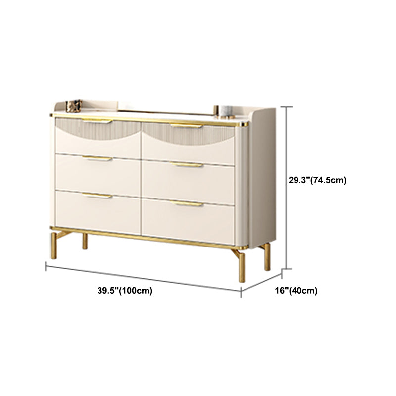 Glam Wooden Storage Chest Bedroom Chest in White with Drawers