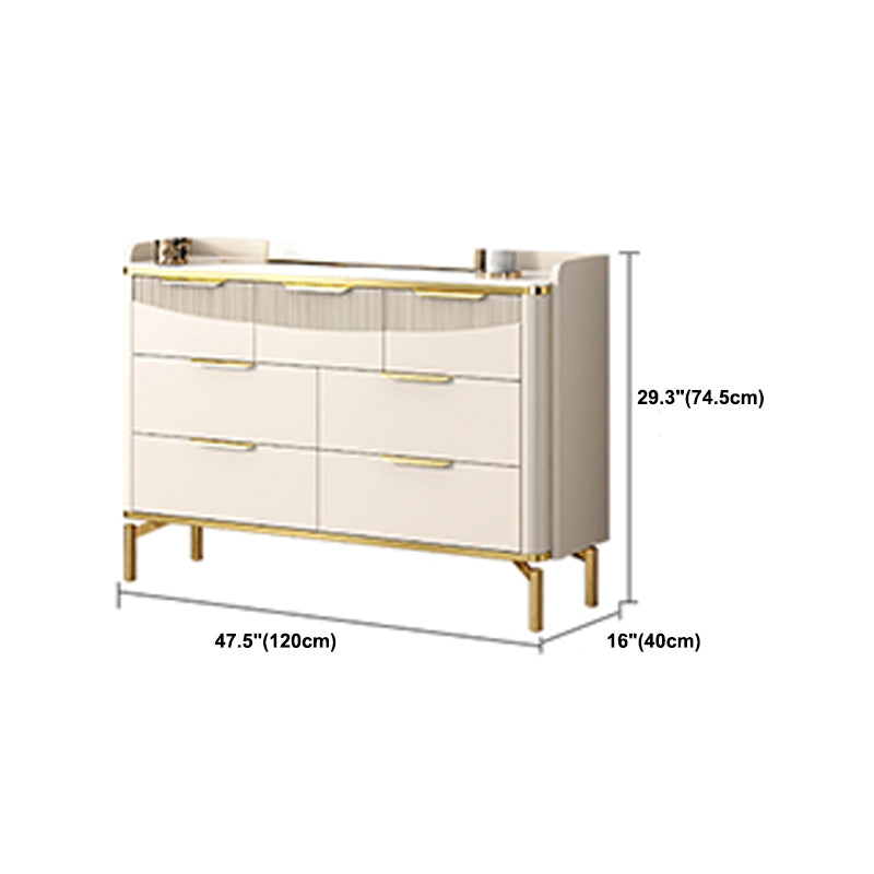 Glam Wooden Storage Chest Bedroom Chest in White with Drawers