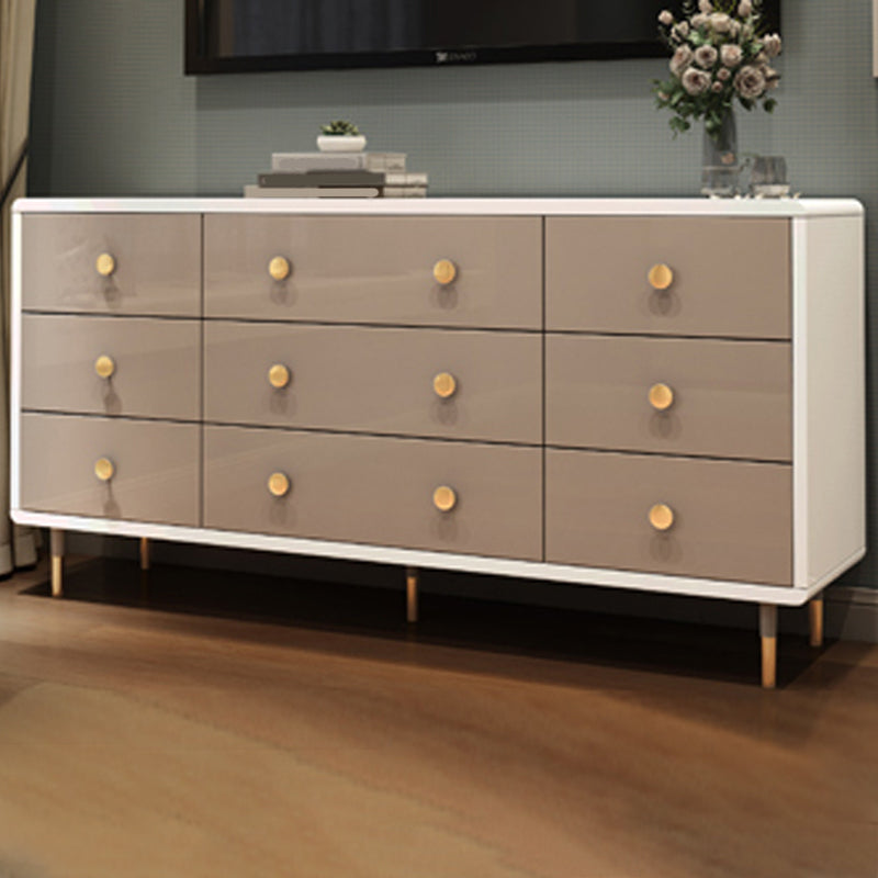 16" W Wood Double Dresser Modern Storage Chest with Drawers for Bedroom