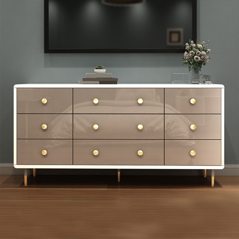 16" W Wood Double Dresser Modern Storage Chest with Drawers for Bedroom