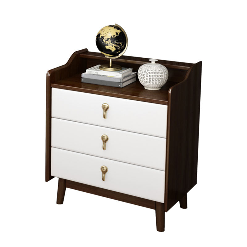Glam Rubber Wood Bedroom Storage Chest Vertical Chest with Drawers