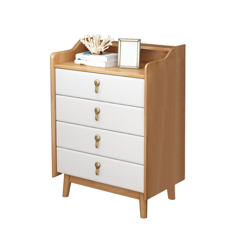 Glam Rubber Wood Bedroom Storage Chest Vertical Chest with Drawers