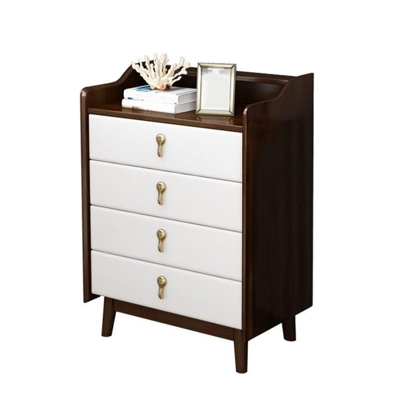 Glam Rubber Wood Bedroom Storage Chest Vertical Chest with Drawers