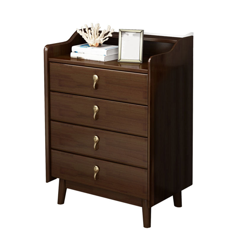 Glam Rubber Wood Bedroom Storage Chest Vertical Chest with Drawers