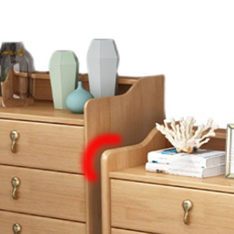 Glam Rubber Wood Bedroom Storage Chest Vertical Chest with Drawers