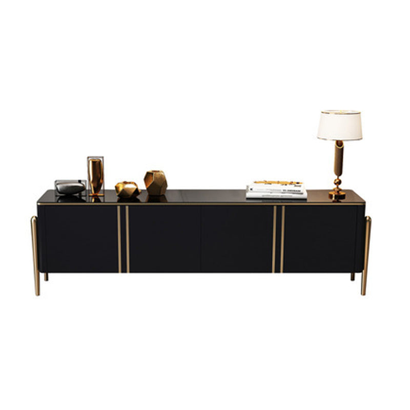 Glam Style TV Console Stainless Steel Legs TV Stand with 2 Cabinets