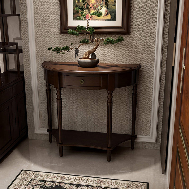 Storage Solid Wood Console Table Half Moon Mid-Century Modern Console