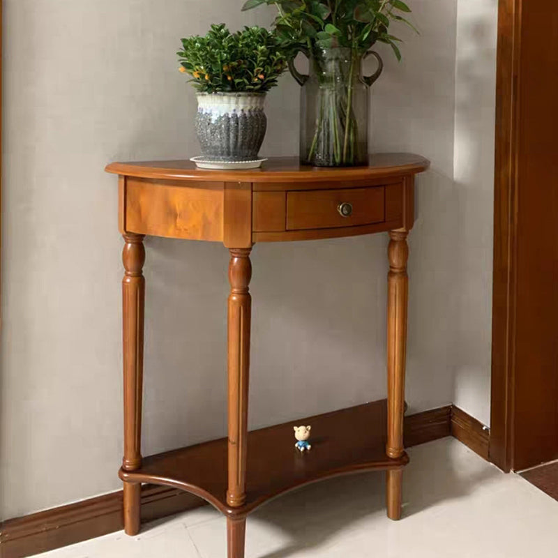 Storage Solid Wood Console Table Half Moon Mid-Century Modern Console