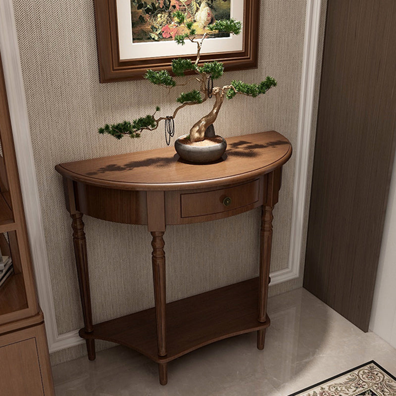 Storage Solid Wood Console Table Half Moon Mid-Century Modern Console