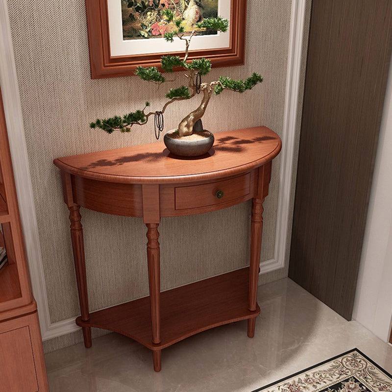 Storage Solid Wood Console Table Half Moon Mid-Century Modern Console