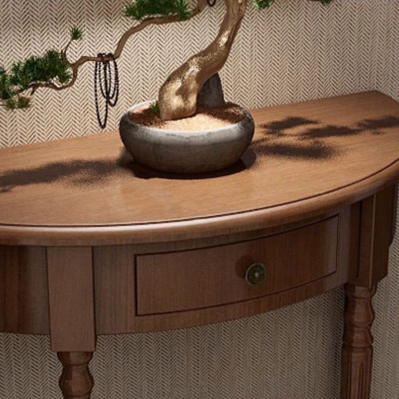 Storage Solid Wood Console Table Half Moon Mid-Century Modern Console