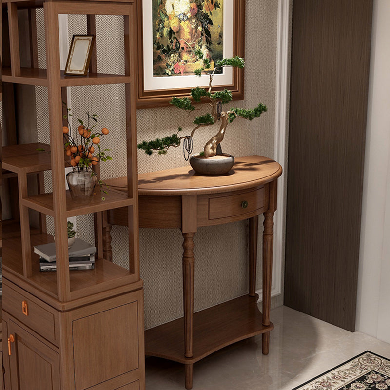Storage Solid Wood Console Table Half Moon Mid-Century Modern Console