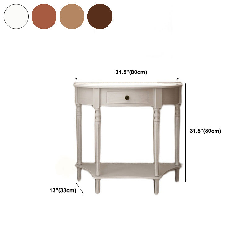 Storage Solid Wood Console Table Half Moon Mid-Century Modern Console