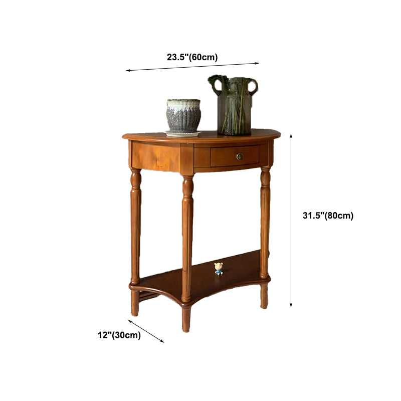 Storage Solid Wood Console Table Half Moon Mid-Century Modern Console