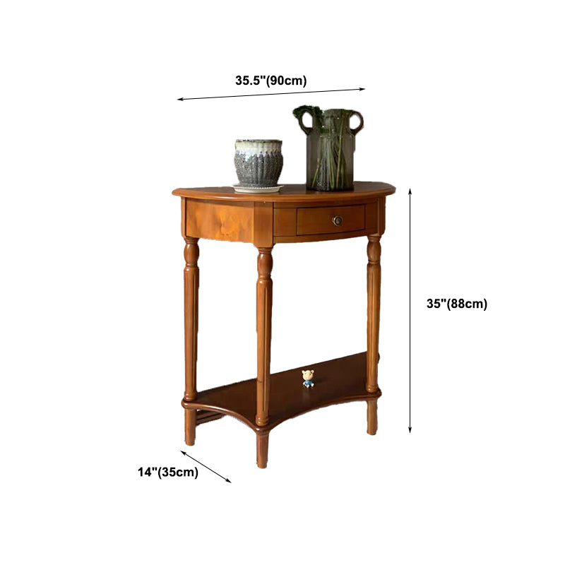 Storage Solid Wood Console Table Half Moon Mid-Century Modern Console