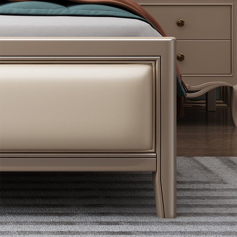 84.65 inch Wide Victorian Wingback Bed Rubberwood Bed with Upholstered Headboard