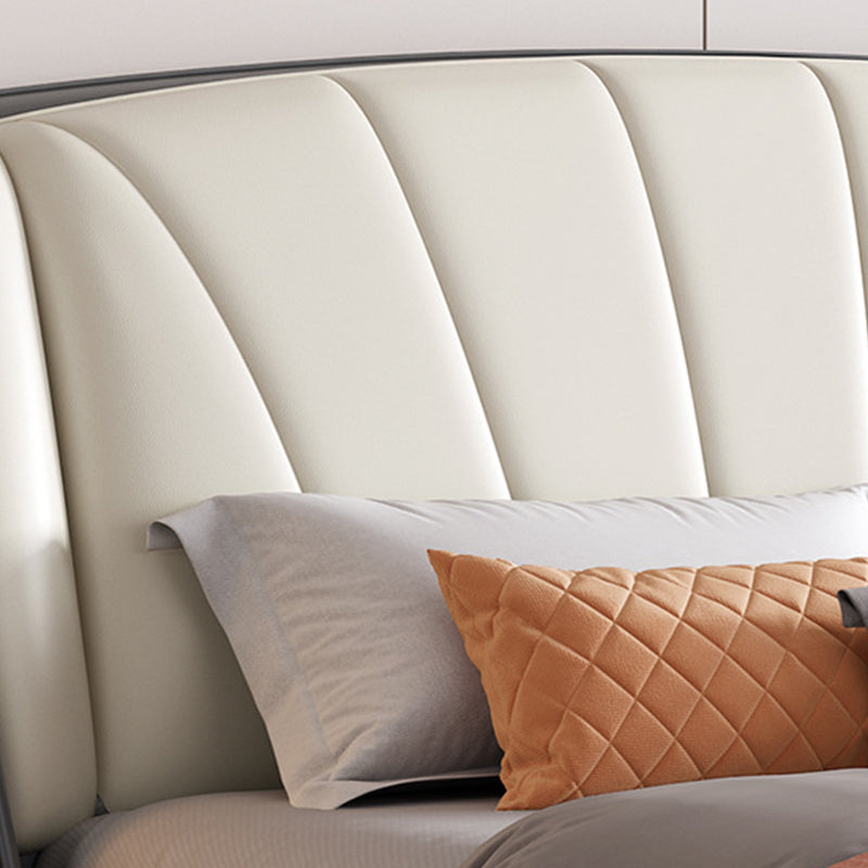 Wingback Headboard Bed  Leather Bed Frame 86.61" Long in Grey