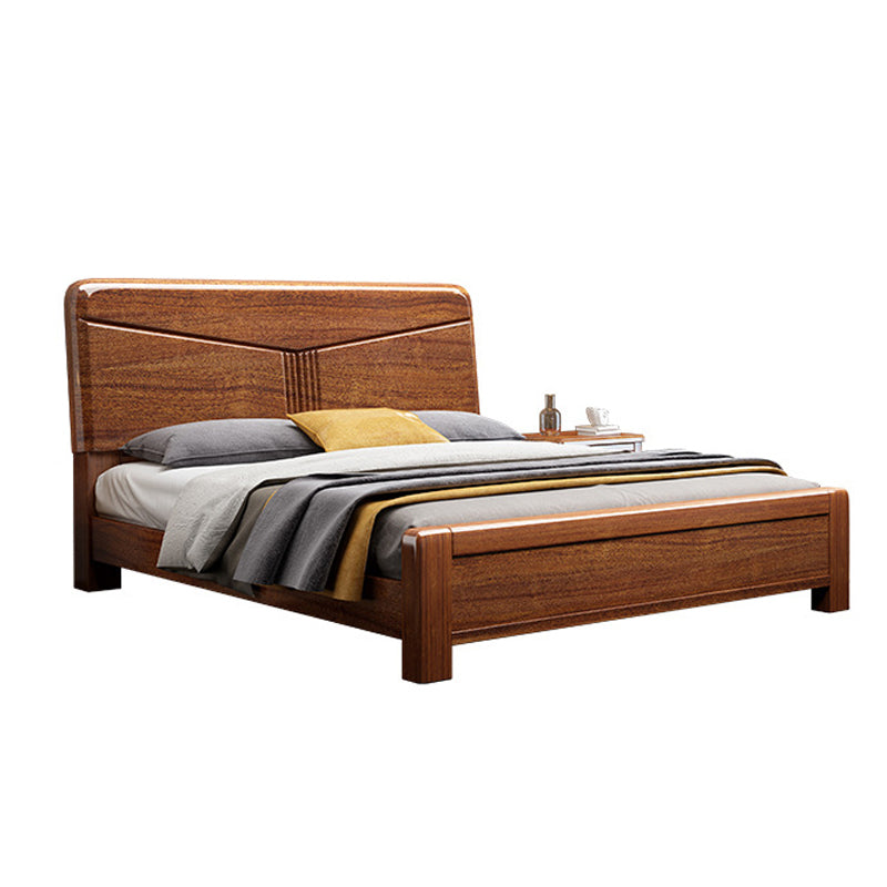 Walnut Wooden Bed in Brone with Headboard and Footboard Queen Bed