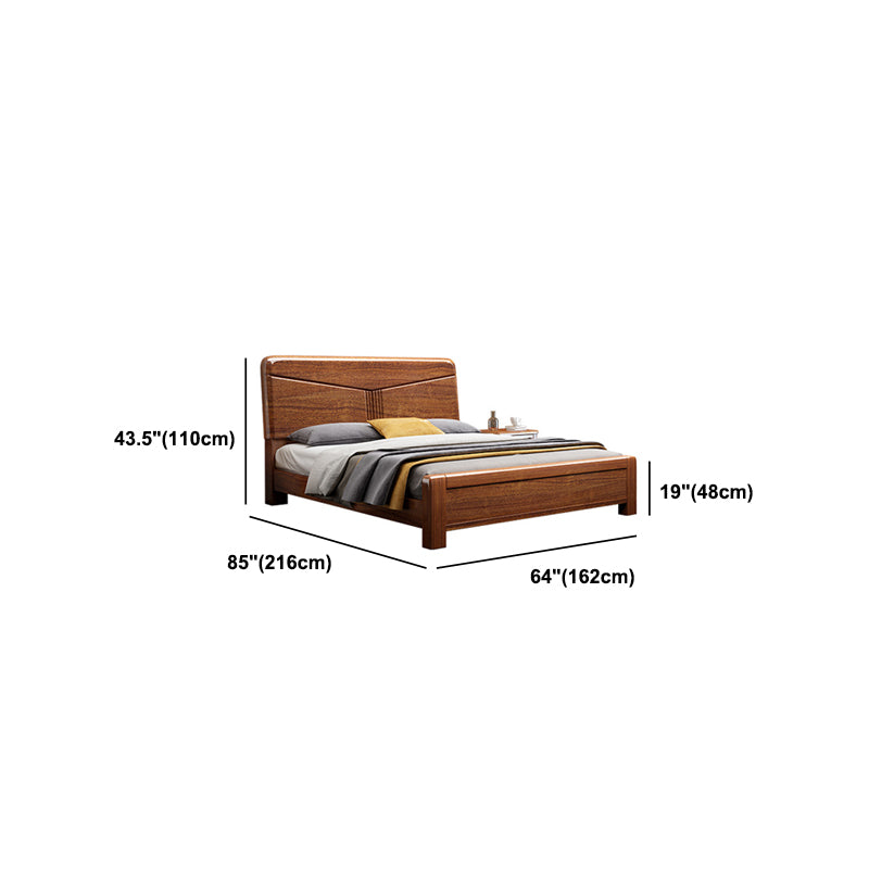 Walnut Wooden Bed in Brone with Headboard and Footboard Queen Bed