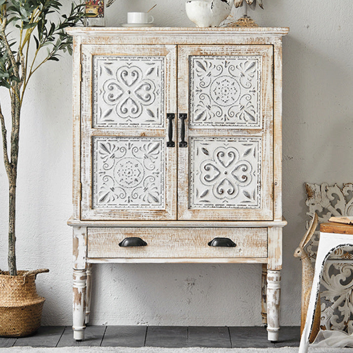 Industrial Wooden Accent Cabinet with Wooden Legs and Doors Cabinet