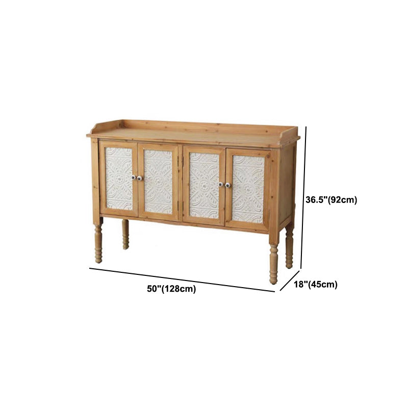 Industrial Wooden Accent Cabinet with Wooden Legs and Doors Cabinet