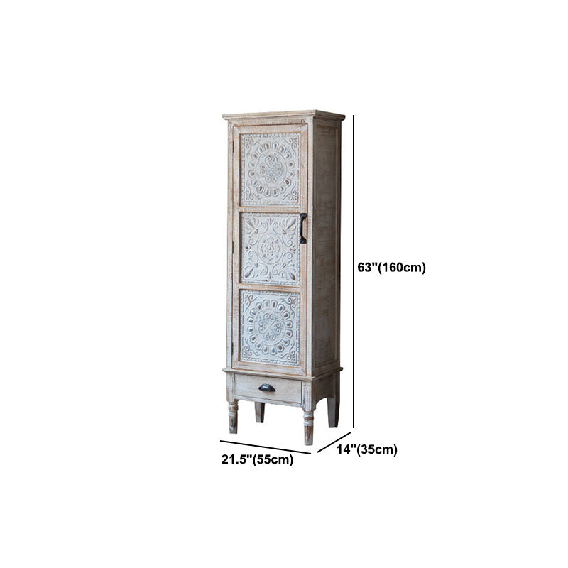 Industrial Wooden Accent Cabinet with Wooden Legs and Doors Cabinet