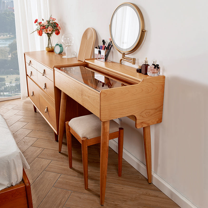 Glass Makeup Counter 18.11" Wide Solid Wood  Vanity Tables with 1 Storage Drawers