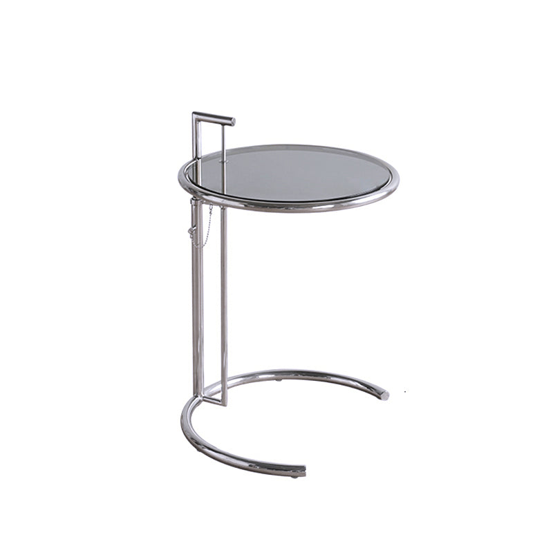 Lift-top Coffee Table Glass with Round Top and Stainless Steel Base