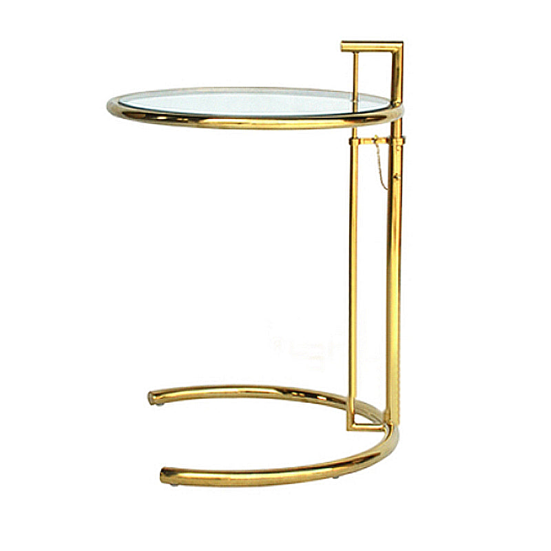 Lift-top Coffee Table Glass with Round Top and Stainless Steel Base