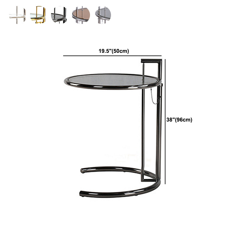 Lift-top Coffee Table Glass with Round Top and Stainless Steel Base