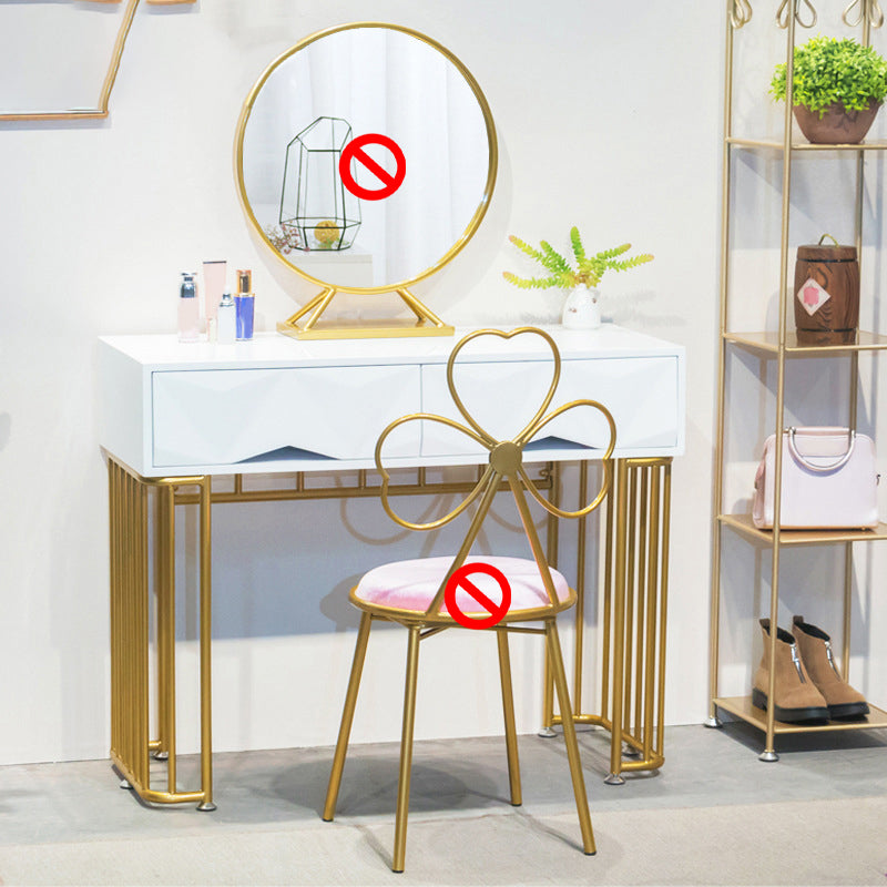 15.74" Wide White Gold Makeup Counter Glam  Vanity Tables with Drawers