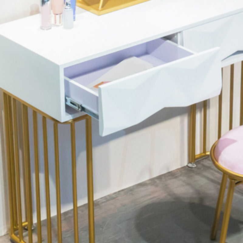 15.74" Wide White Gold Makeup Counter Glam  Vanity Tables with Drawers