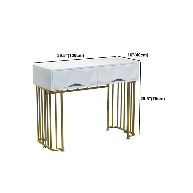 15.74" Wide White Gold Makeup Counter Glam  Vanity Tables with Drawers