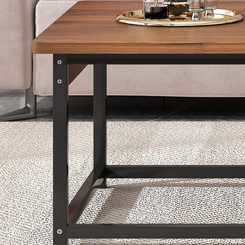 Modern Rectangular Frame Coffee Cocktail Table with Storage Shelves