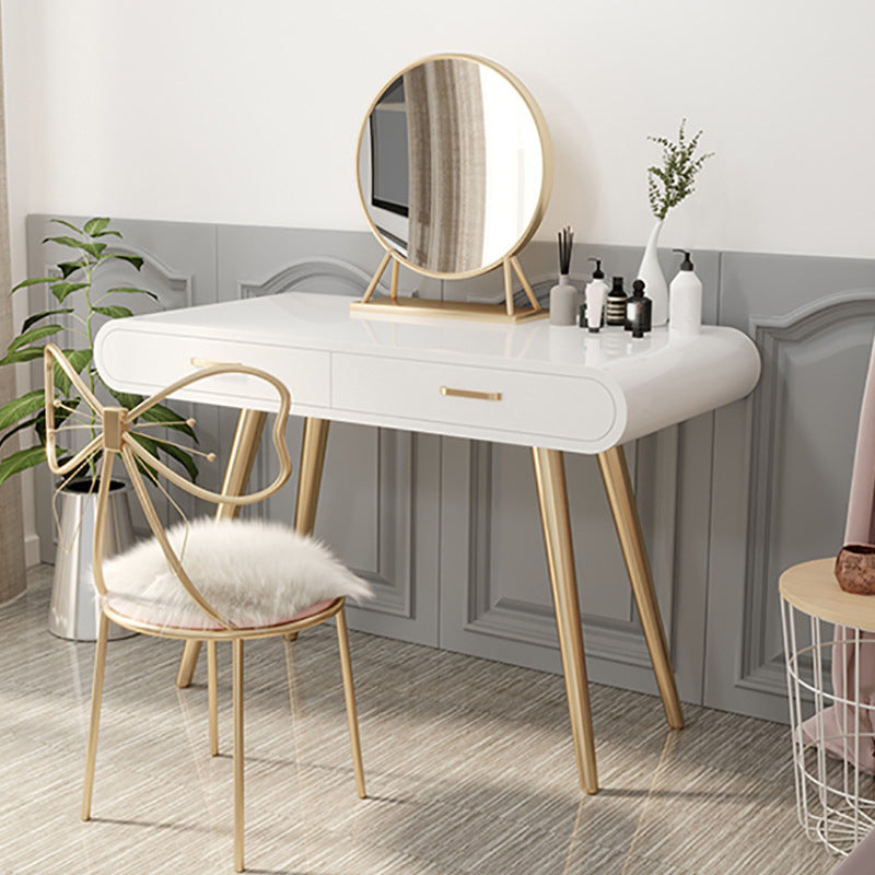 White Gold Makeup Counter with Drawer 15.74" Wide Glam Vanity Tables for Bedroom
