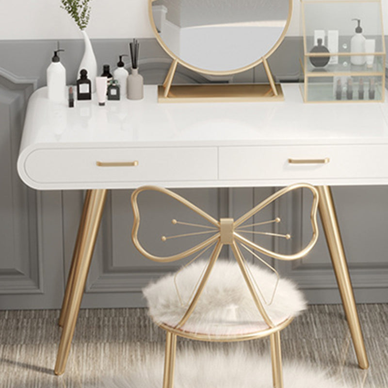 White Gold Makeup Counter with Drawer 15.74" Wide Glam Vanity Tables for Bedroom