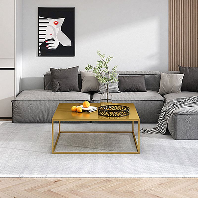 Mid-Century Modern Square Cocktail Table Iron Frame 1 Single Coffee Table - 15.75" H