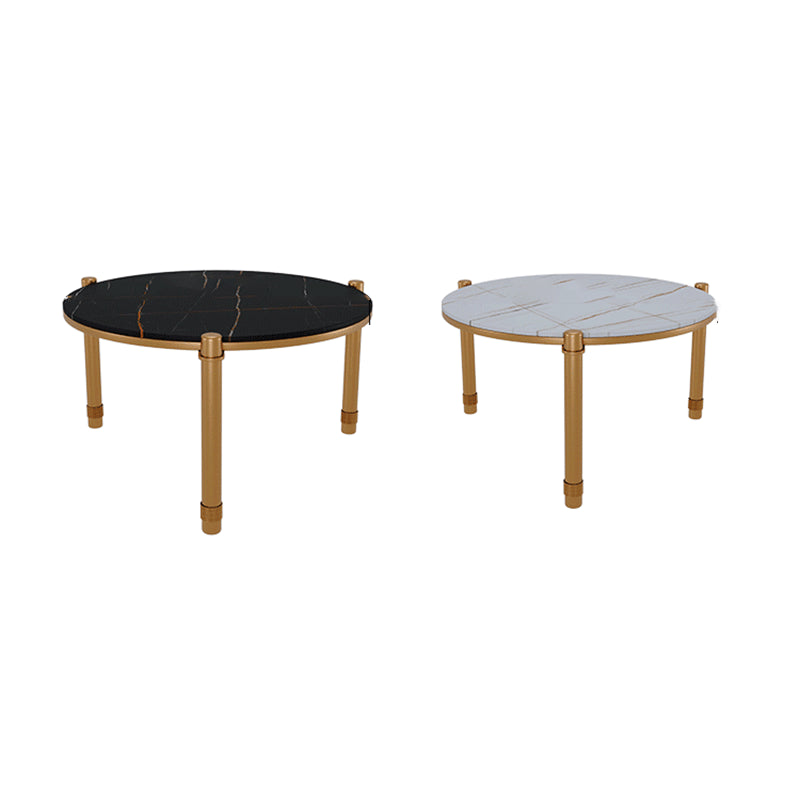 2-Piece Coffee Table Set Luxurious Round Slate 3 Legs Cocktail Table