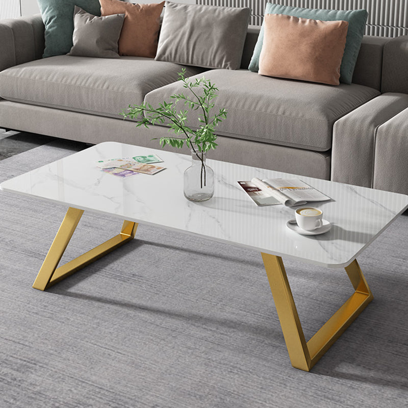 Rectangular Slate Coffee Table Glam 17.7" H Sled Cocktail Table