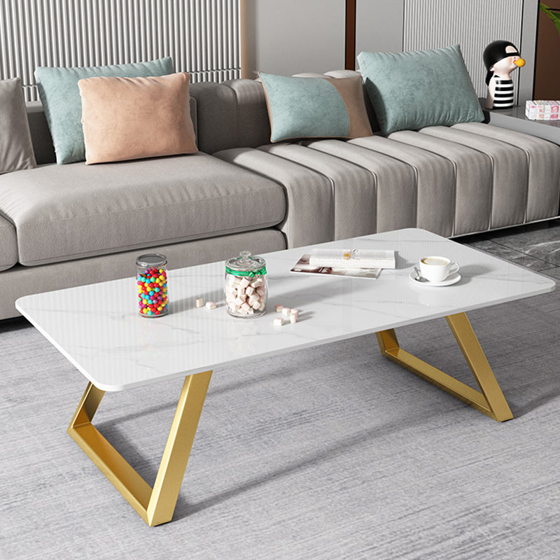 Rectangular Slate Coffee Table Glam 17.7" H Sled Cocktail Table