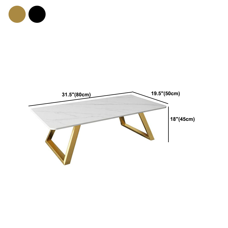 Rectangular Slate Coffee Table Glam 17.7" H Sled Cocktail Table