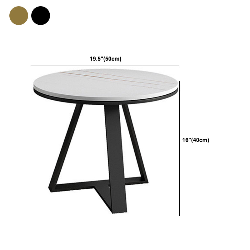 Frame Base Coffee Table Glam Elliptical Stone Top Cocktail Table