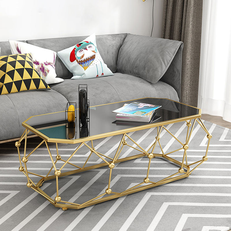 Modern Frame Coffee Cocktail Table Rectangular Glass Top Coffee Table