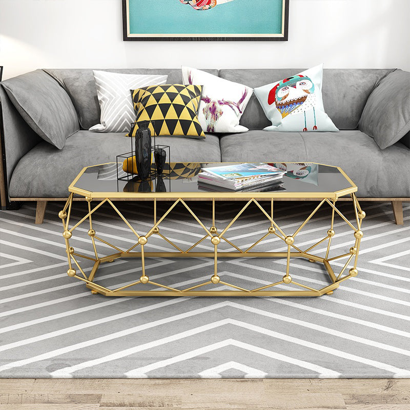 Modern Frame Coffee Cocktail Table Rectangular Glass Top Coffee Table