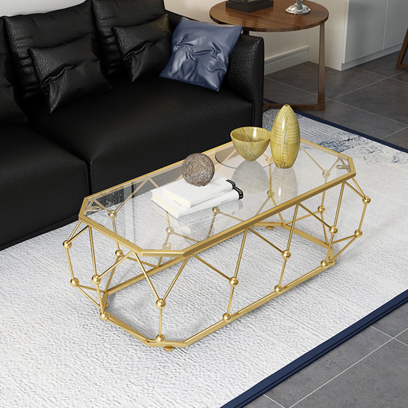 Modern Frame Coffee Cocktail Table Rectangular Glass Top Coffee Table