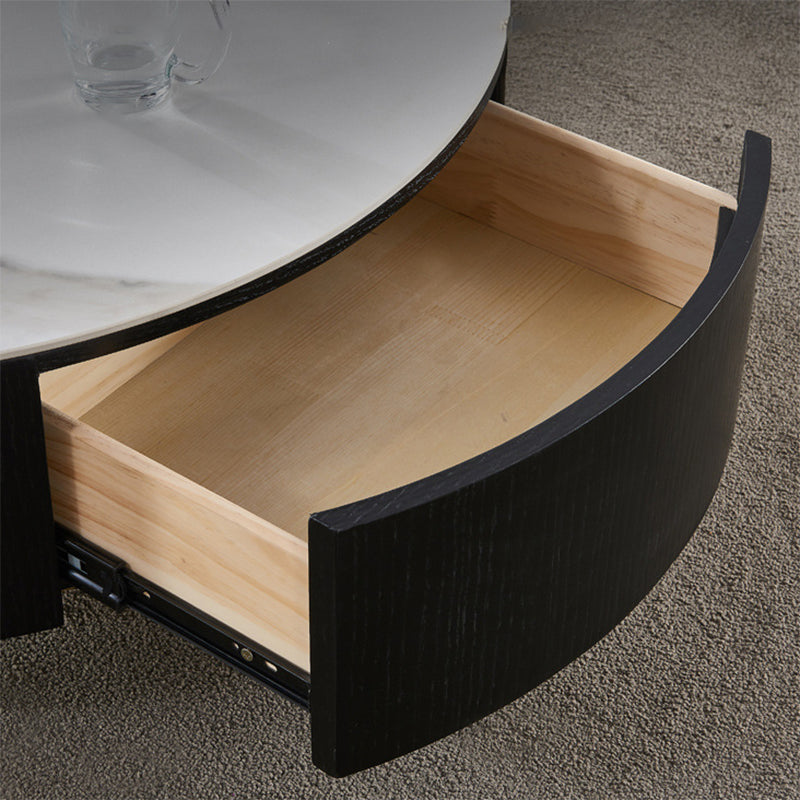 Luxurious Stone Round Coffee Cocktail Table with Storage Drawer
